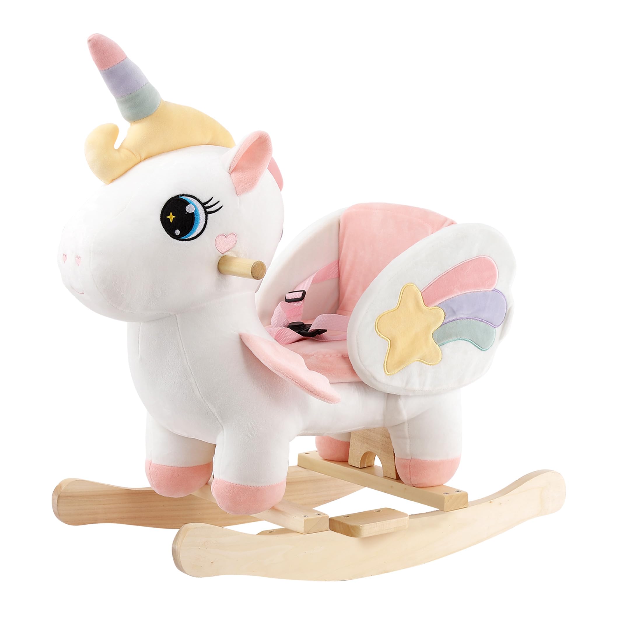 FUNLIO Unicorn Baby Rocking Horse, Rainbow Fairy Unicorn Rocking Horse for Toddl