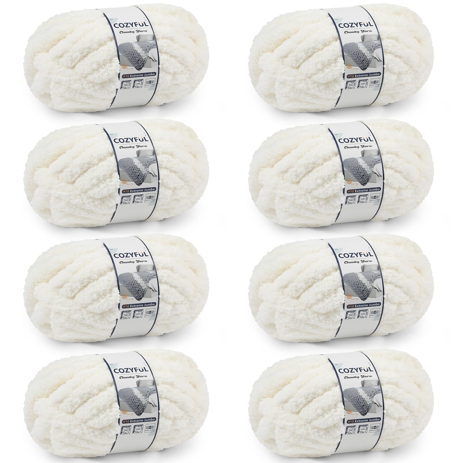 Cozyful Chunky Yarn for Hand Knitting - #10 Chunky Chenille Yarn, Jumbo Big Thic