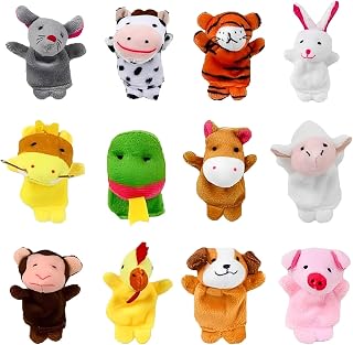 12 Pack Finger Puppets, Soft Plush Animal Hand Puppets for Toddlers | Soft Plush Animal Finger Puppets, 12-Pack, for Storytelling, Classroom Rewards, Birthday Party Favours, Children's Day Gifts