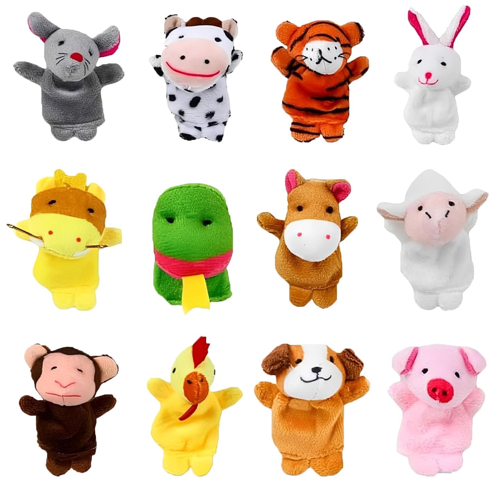12 Pack Finger Puppets, Soft Plush Animal Hand Puppets for Toddlers | Soft Plush