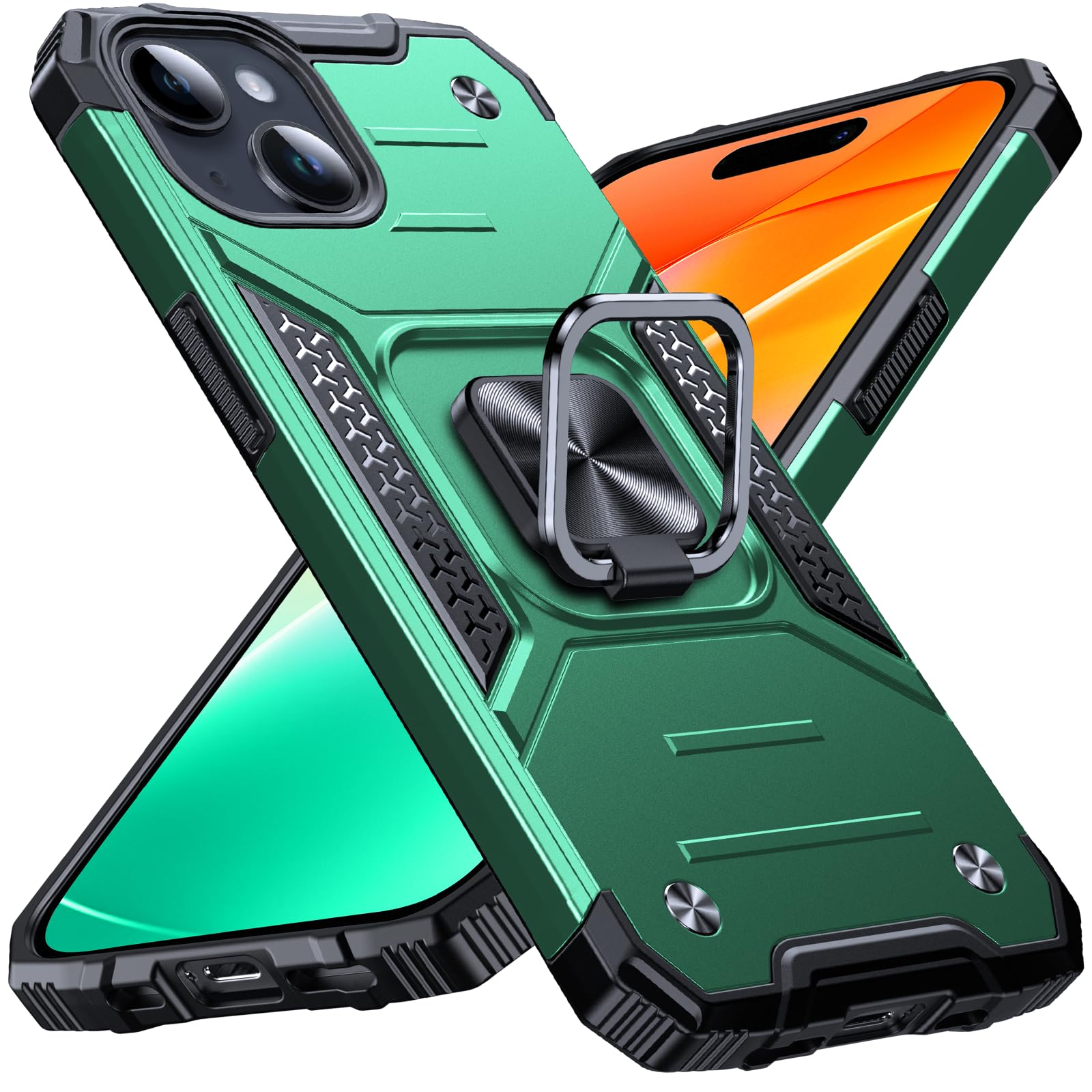 Anqrp Heavy Duty Case for iPhone 15 Case with Enhanced Ring Holder Grip Stand, M