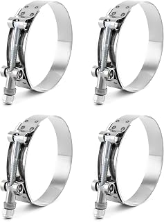 QWORK 3" T-Bolt Hose Clamp Stainless Steel, Working Range 83mm-91mm for 3" Hose ID, Turbo Intake Intercooler Clamp, 4 Pack
