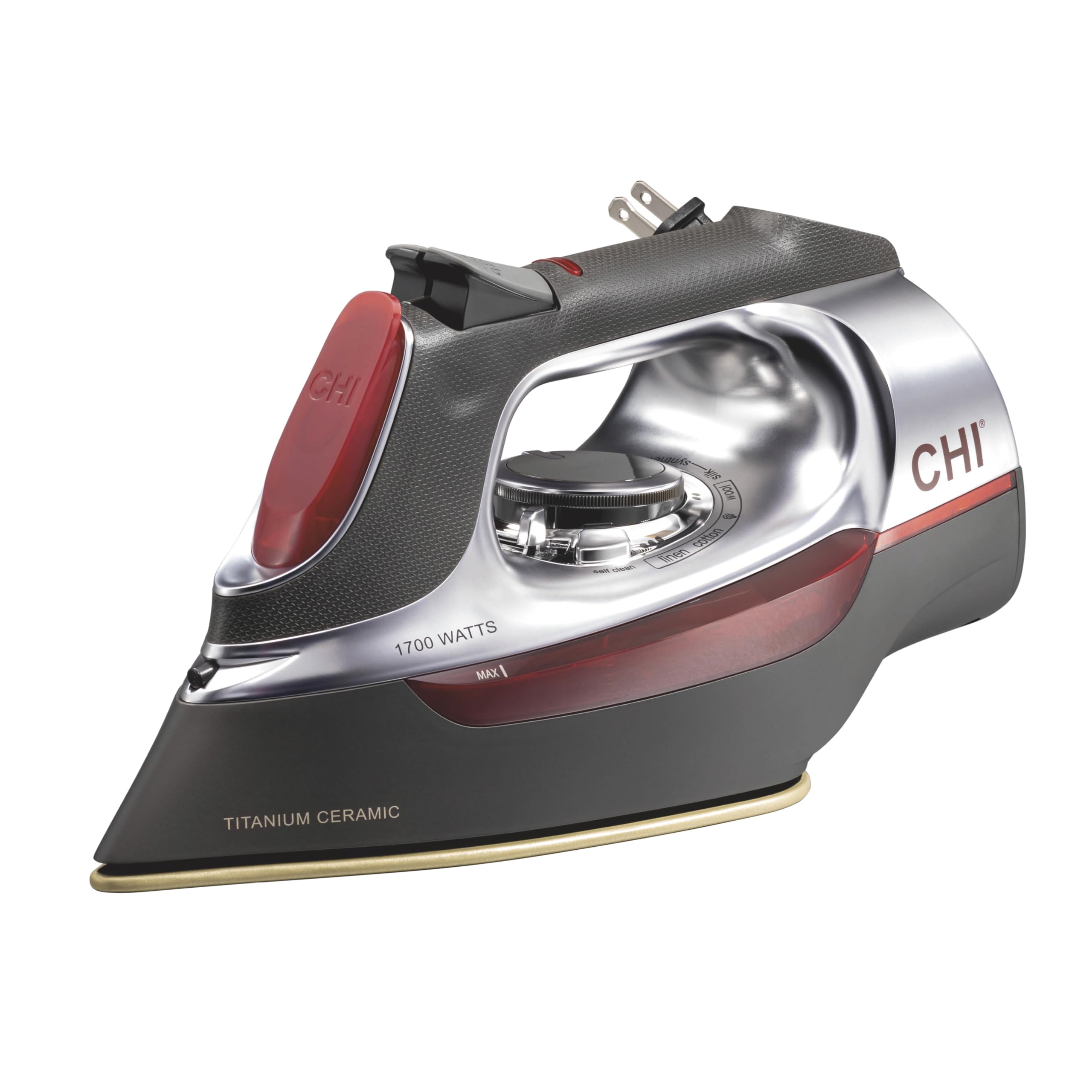 CHI Steam Iron for Clothes with 8’ Retractable Cord, 1700 Watts, 3-Way Auto Shut