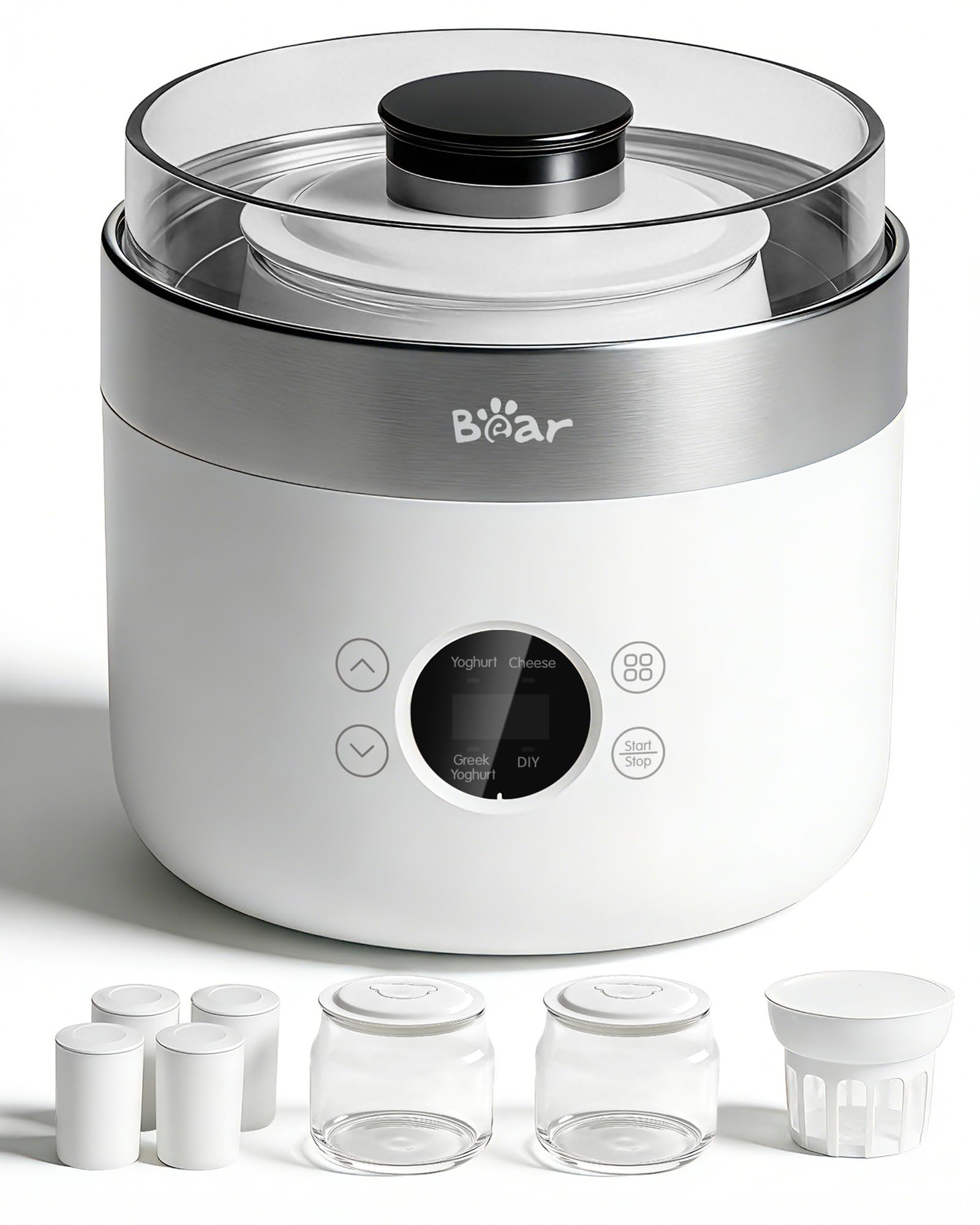 Bear Yoghurt and Cream Cheese Maker, Includes 4 Ceramic Portion Cups of 125 ml, 