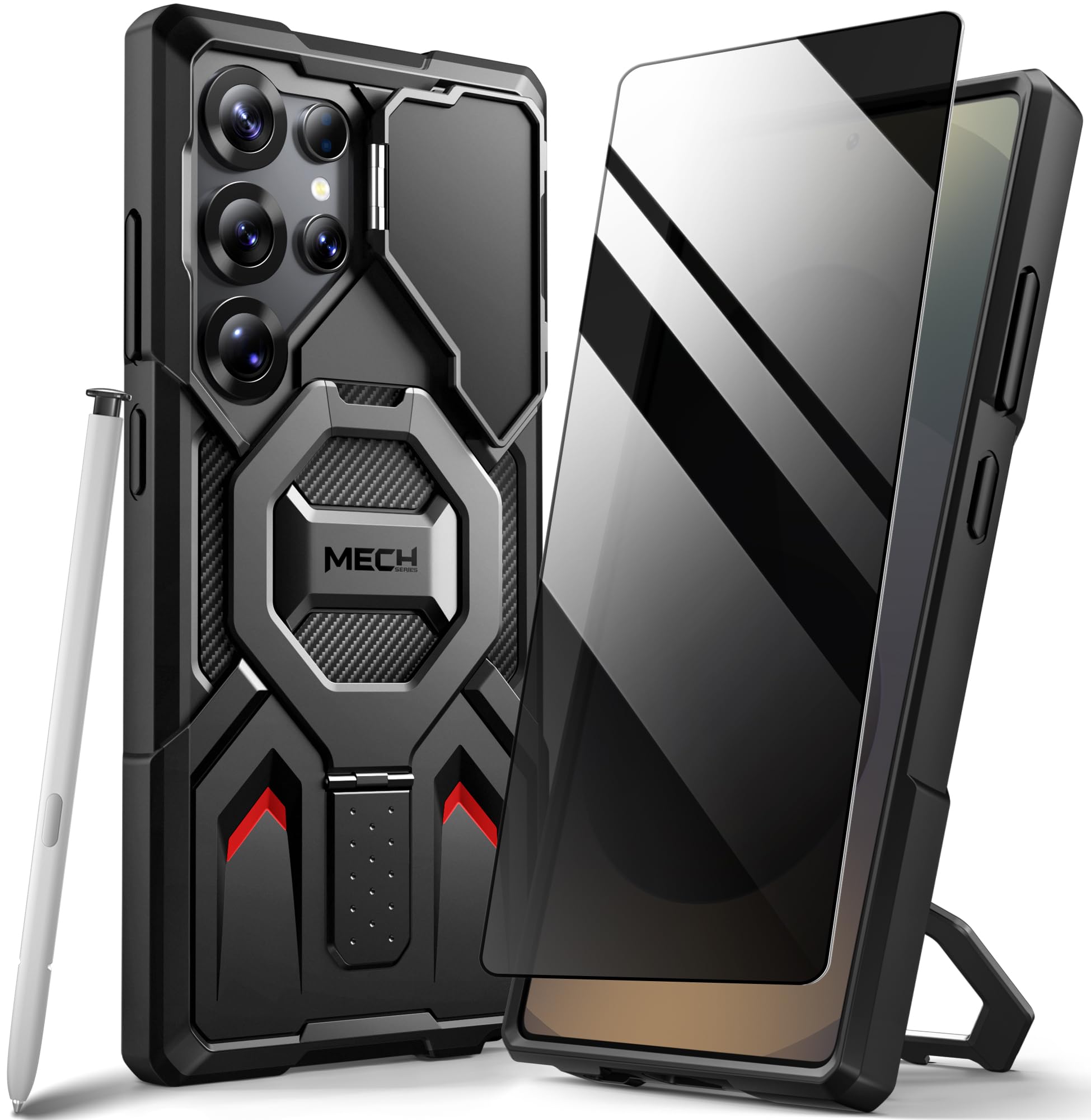 TONGATE for Samsung Galaxy S24 Ultra Case with Privacy Screen Film, Black | Comp