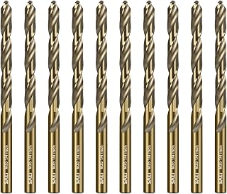 SALI Cobalt Drill Bit Set 10Pcs 6.5mm M35 High Speed Steel Jobber Drill Bit Kit (HSS) Twist Drill Bits for Hardened Metal, Stainless Steel, Cast Iron, Wood and Plastic, with Index Storage Case