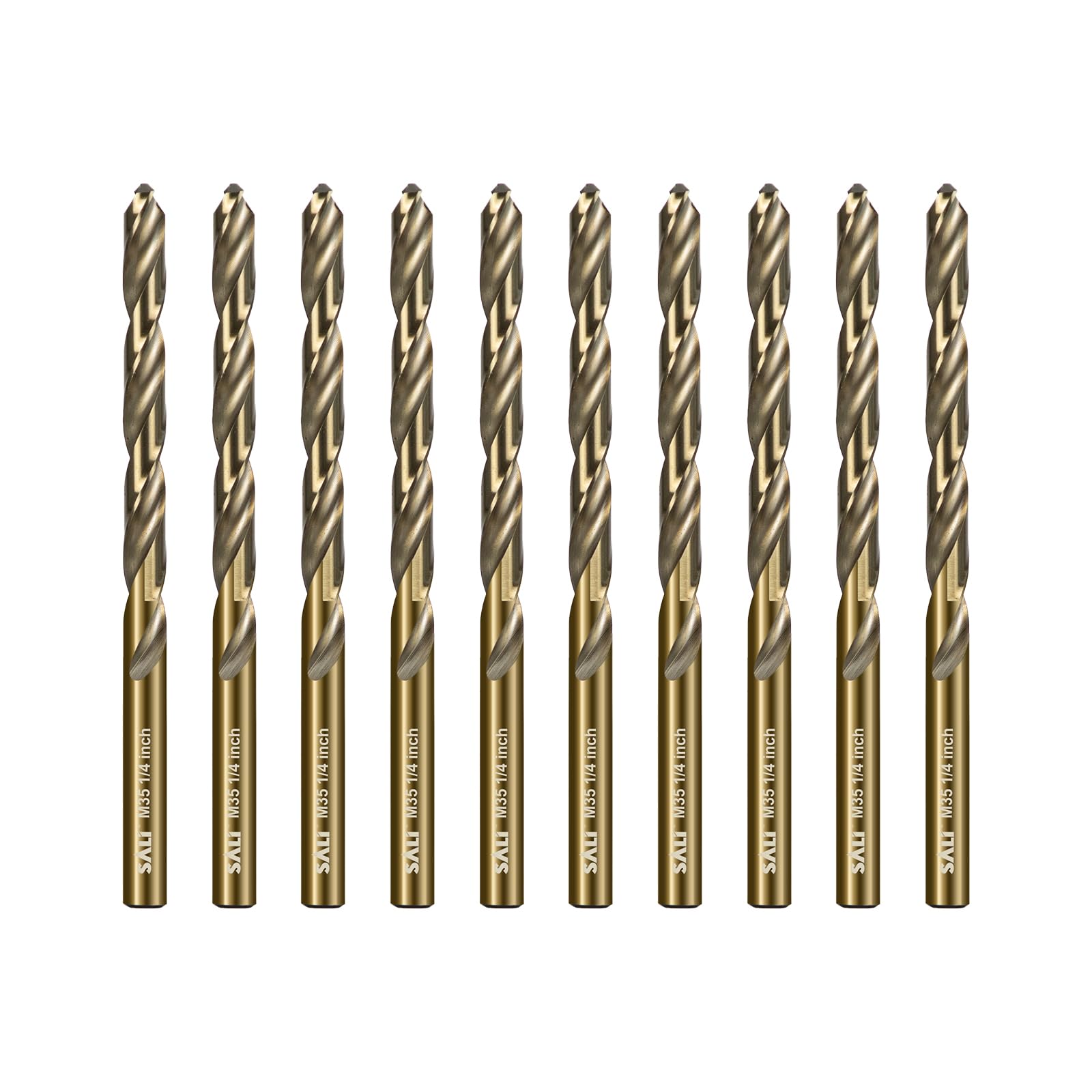 SALI Cobalt Drill Bit Set 10Pcs 6.5mm M35 High Speed Steel Jobber Drill Bit Kit 