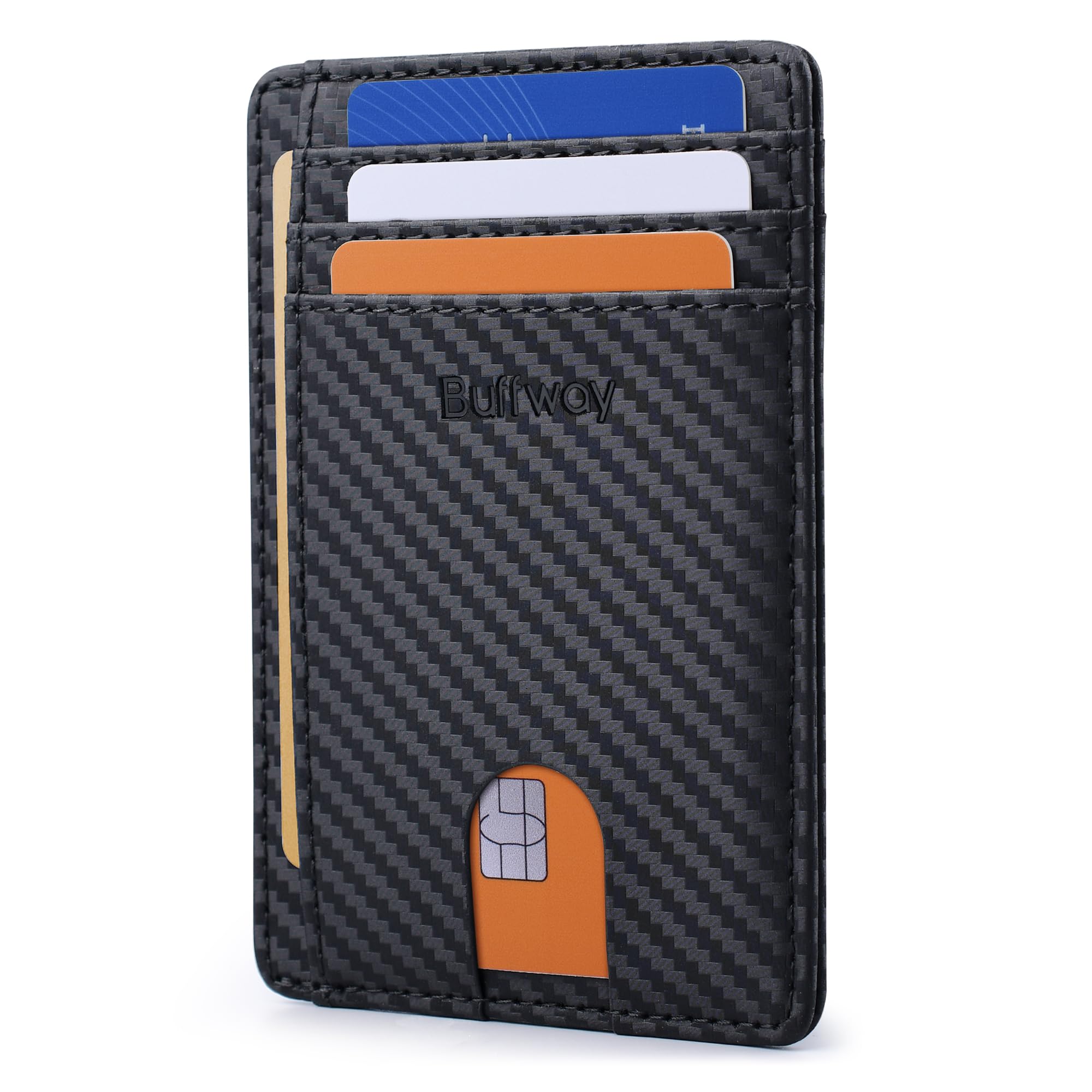 Buffway Slim Minimalist Front Pocket RFID Blocking Leather Wallets for Men and W