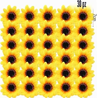 30 Pieces Artificial Silk Sunflowers Fake Flowers Yellow Flower Decoration for Crafts Home Party Wedding Decoration(7cm)