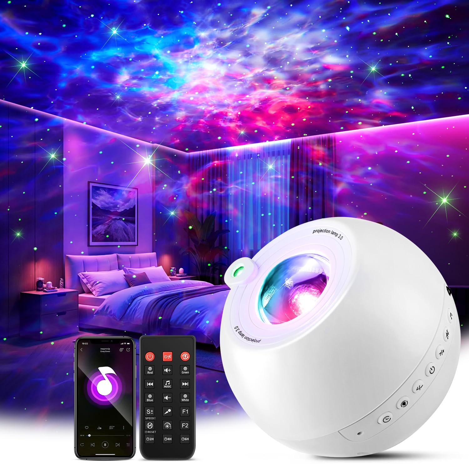PIKOY Galaxy Projector,15 Colors,Gifts Girl&Women&Boy,Birthday,White Noise | 7 B