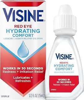 Visine Red Eye Hydrating Comfort Redness Relief Eye Drops, 0.5 fl. oz | Works Fast Against Redness, Refreshing Feel, Moisturizing Relief, Lubricant Eye Drops