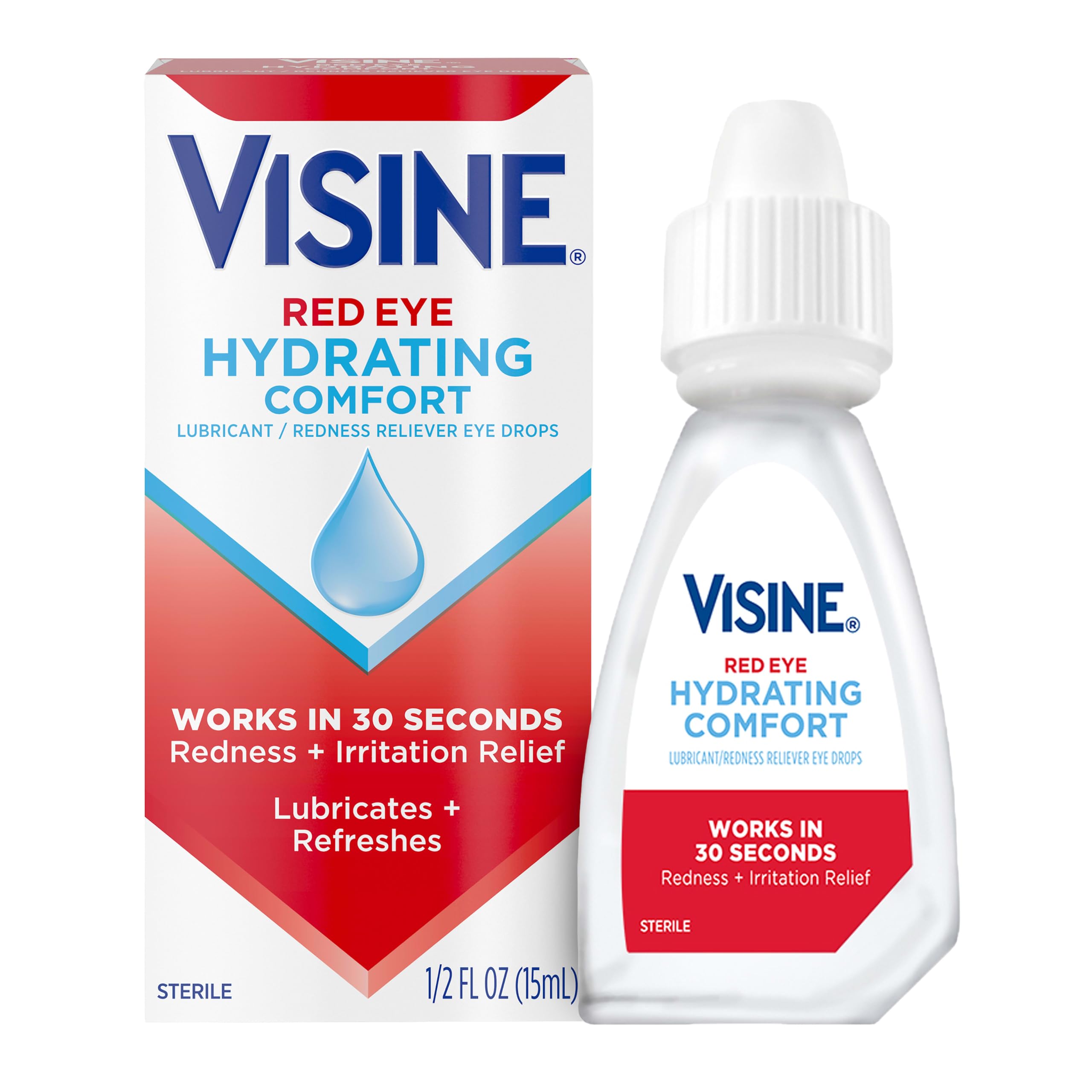 Visine Red Eye Hydrating Comfort Redness Relief Eye Drops, 0.5 fl. oz | Works Fa