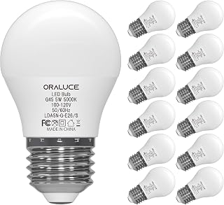 ORALUCE Refrigerator Light Bulb 40 Watt 120V, A15 5W 5000K, 12 Pack