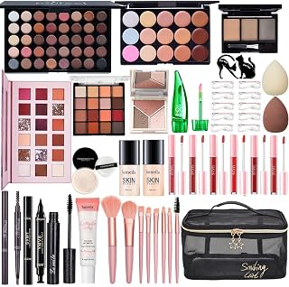 All in One Makeup Kit for Women Full Kit, Make Up Gift Set for Women | Makeup Essential Bundle Include Foundation Face Primer Eyeshadow Contour Palette Lipstick Eyeliner Mascara Cosmetic Brush Set