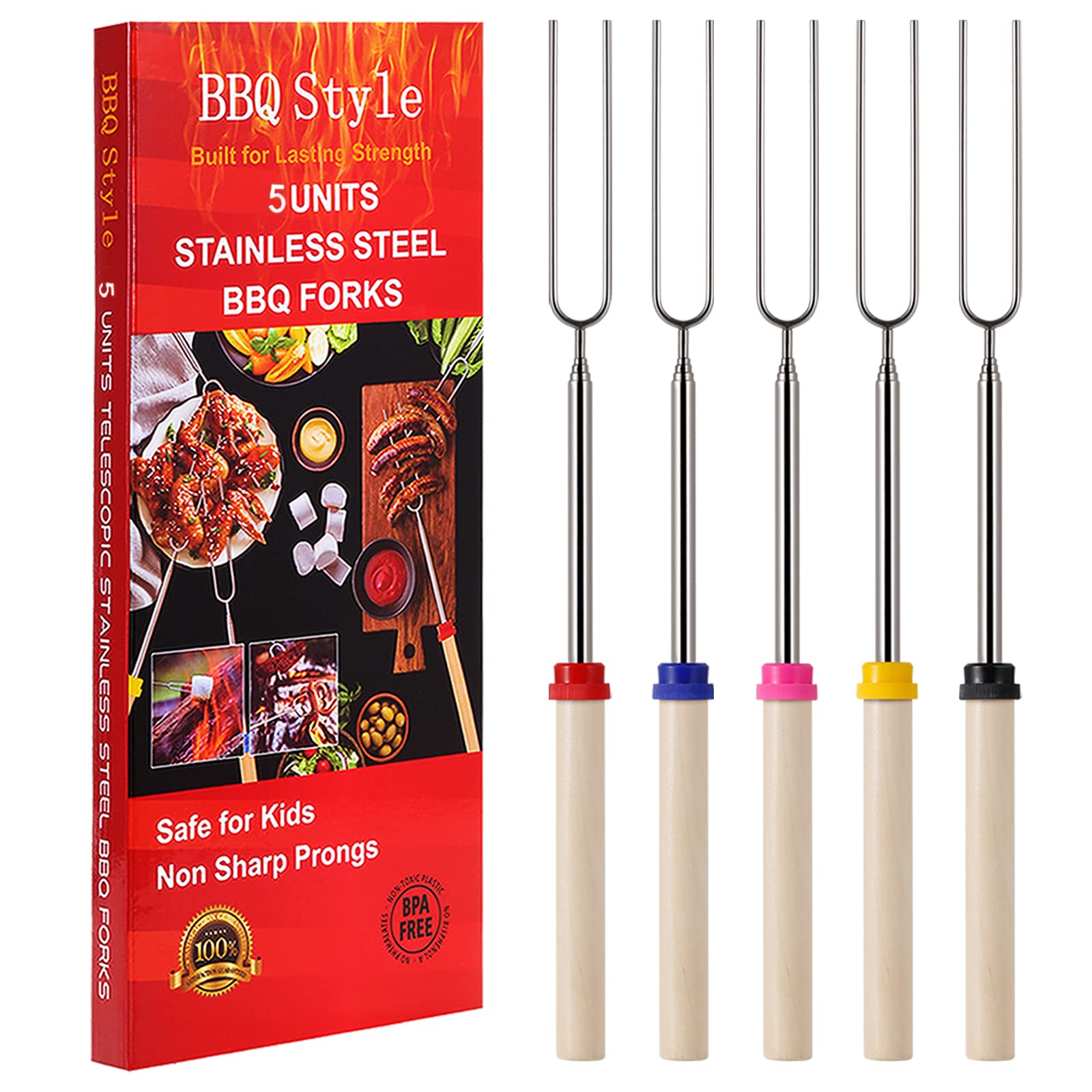 Marshmallow Roasting Sticks, Telescoping Smores Sticks for Open Fire Pit | 32 In