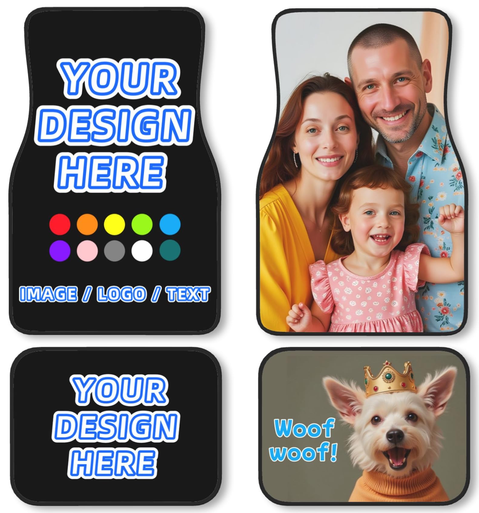 Custom Car Floor Mats Personalized 4 Piece Set Add Your Photo Logo Text Non Slip