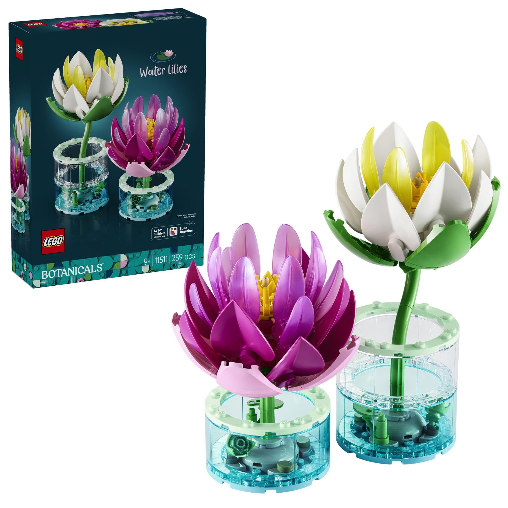 LEGO Botanicals Water Lilies 11511 | Toys for 9+ Year Old Girls, 2 Artificial Po