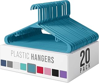 Plastic Hangers 20 Pack Blue - Clothes Hangers - Makes The Perfect Coat Hanger and General Space Saving Hangers for Closet and New Apartment Essentials - Percheros Ganchos para Colgar Ropa Hangars