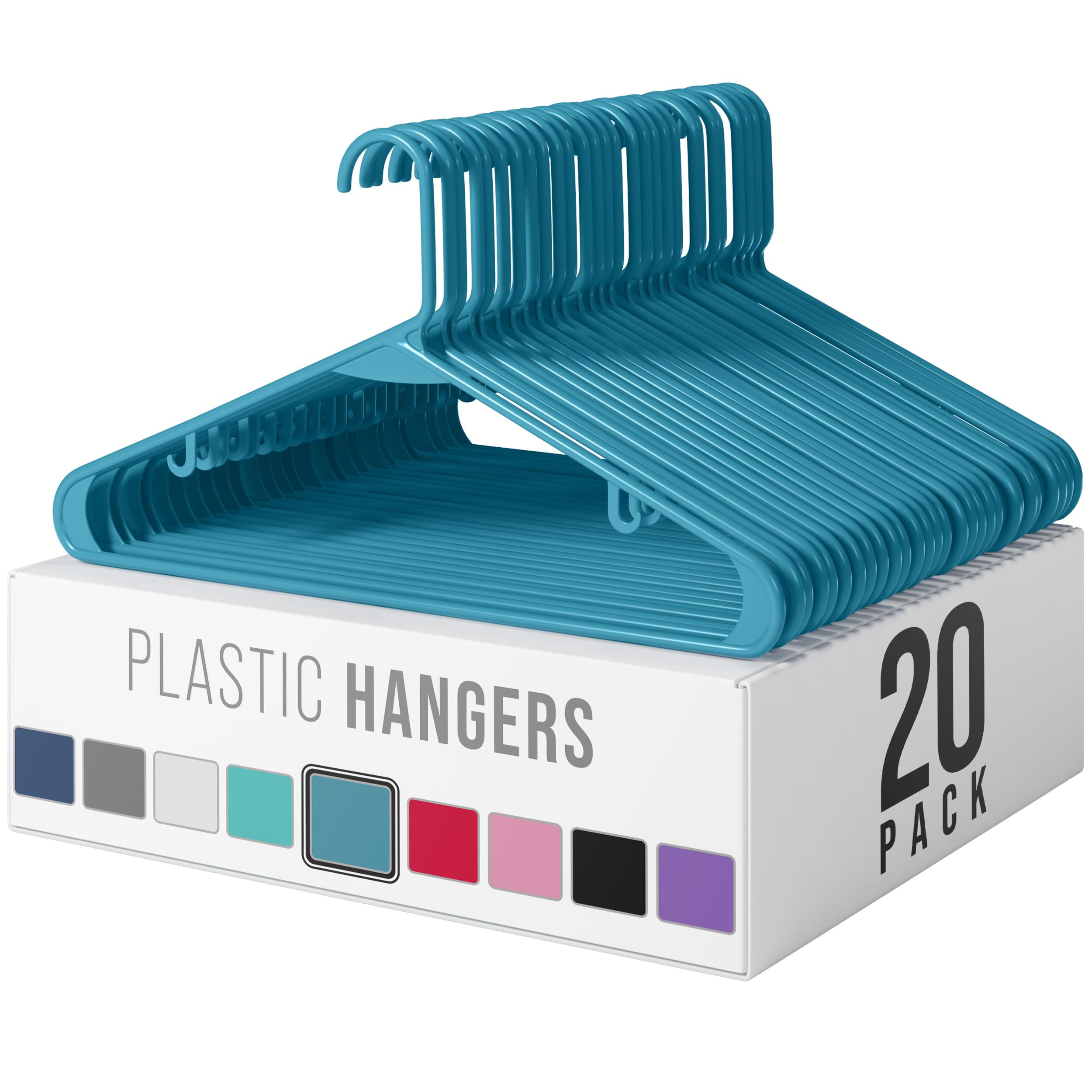 Plastic Hangers 20 Pack Blue - Clothes Hangers - Makes The Perfect Coat Hanger a
