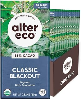 ALTER ECO Organic Dark Chocolate Classic Blackout - 85% 12 Pack, brown