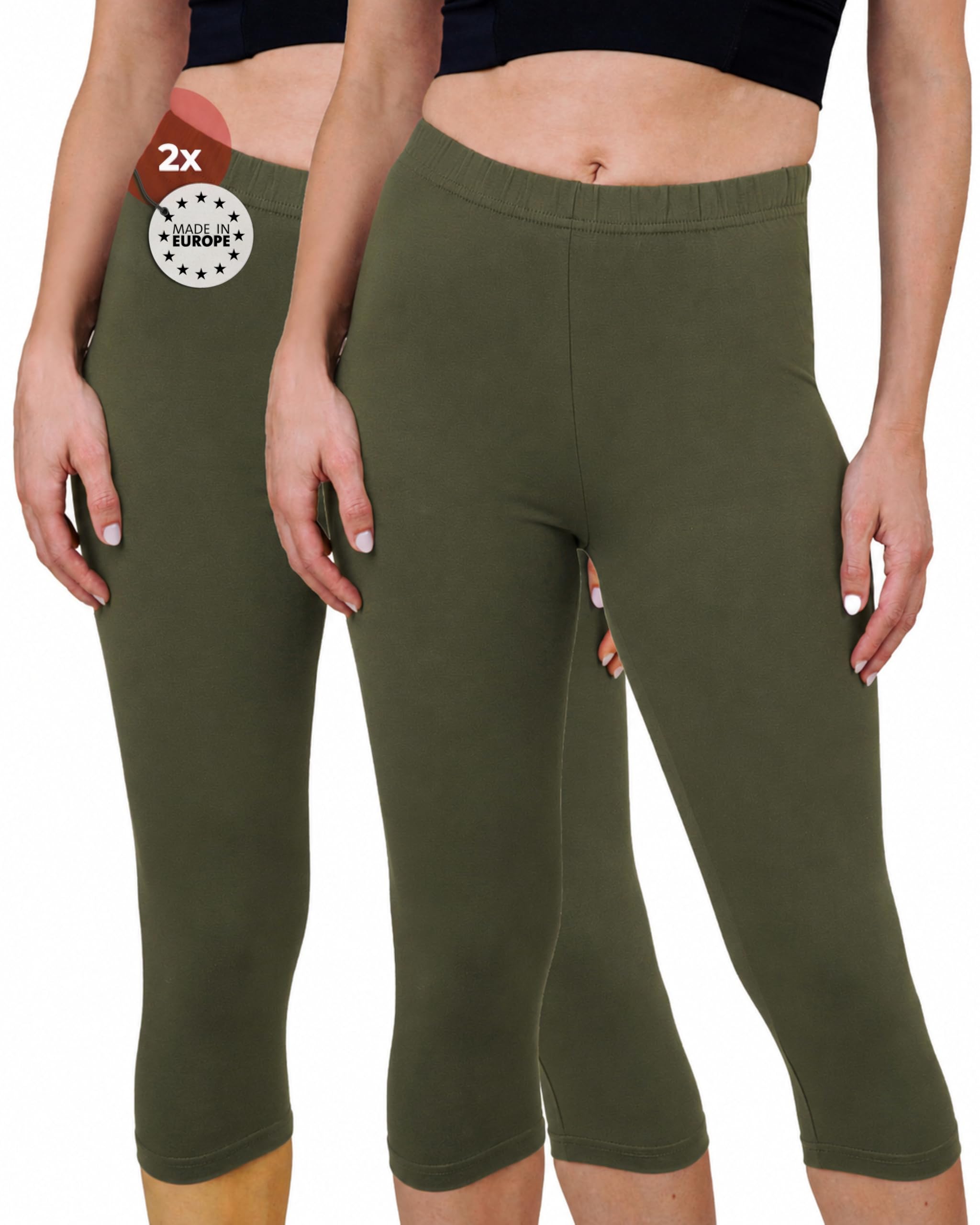 SES Women's 3/4 Length Capri Leggings, Pack of 2