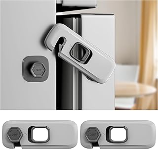 2 Pack Fridge Lock, Freezer Door Lock Child Safety, 3M Adhesive Hold | Sticky Adhesive for Secure Hold. Fits Upright Freezers, Ovens, Cabinets. Baby/Toddler/Pet Proof Latch.