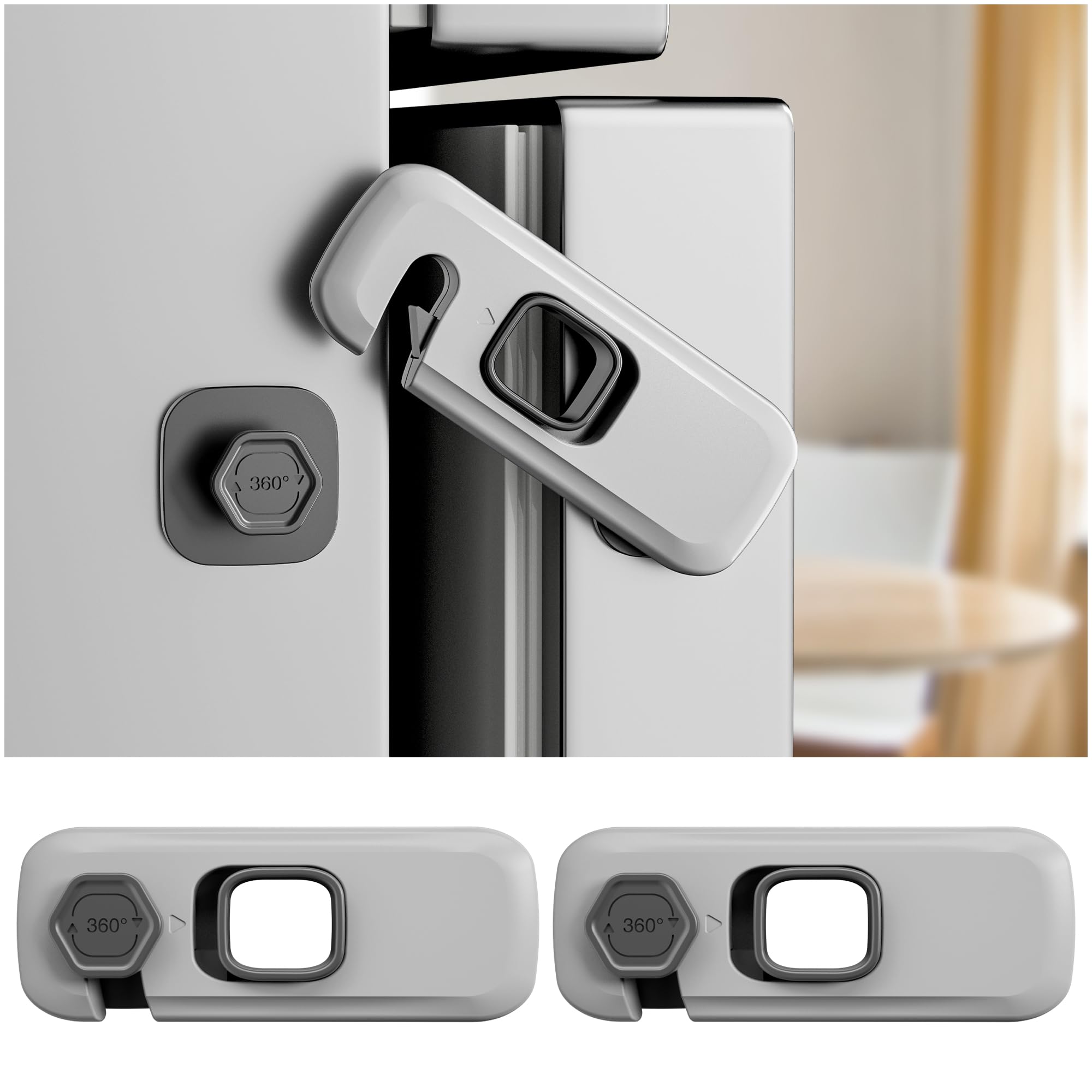 2 Pack Fridge Lock, Freezer Door Lock Child Safety, 3M Adhesive Hold | Sticky Ad