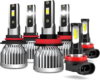 Light Bulbs Fit For Toyota Camry 2007-2014 LED Headlights Bulbs,9005 High Beams H11 Low Beams H11 Fog Lights,Plug N Play,Super Bright 6000K White Light,6-Pack