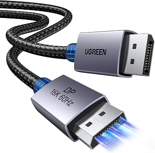 UGREEN 16K Displayport Cable 2.1 16K 10K 60Hz 8K 120Hz 4K 240Hz 165Hz (2M) | DP cable 80Gbps with HDR, FreeSync, G-Sync, DSC 1.2a, HDCP 2.2, anti-interference and durability for PC, HDTV, gaming monitor