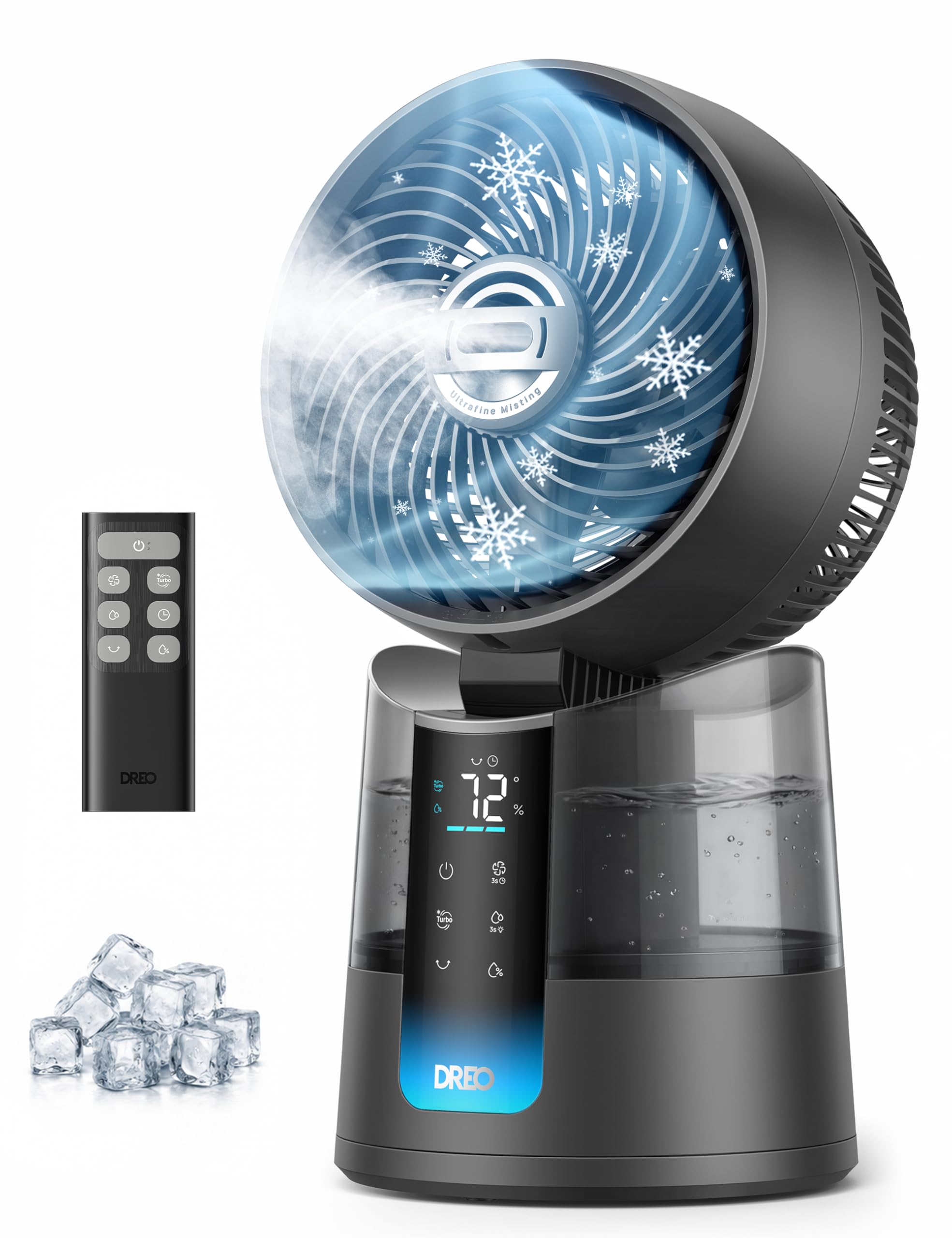 DREO TurboCool Misting Fan 516, 5℉ Drop Cooling Fans that Blow Cold Air | 150°+3