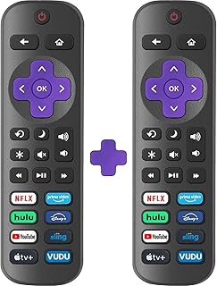 2 Pack Replacement Remote Control Only for Roku TV, Compatible for TCL Roku/Hisense Roku/Onn Roku/Sharp Roku/Philips Roku/Element Roku/Westinghouse Roku TVs (Not for Roku Stick, Box or Speaker)