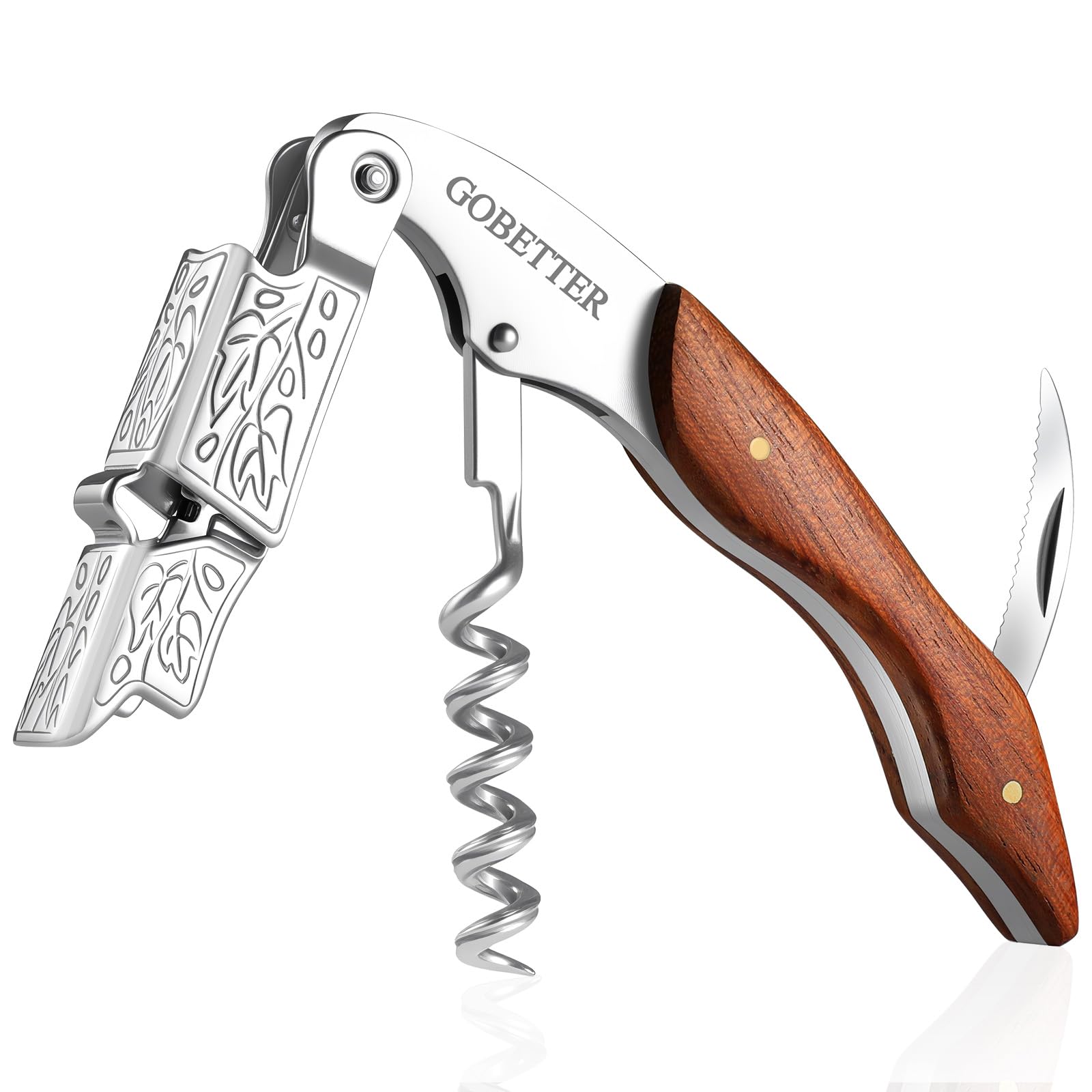 Wine Opener, Waiter Corkscrew Wine Key for Servers, Classic Rosewood | Stainless