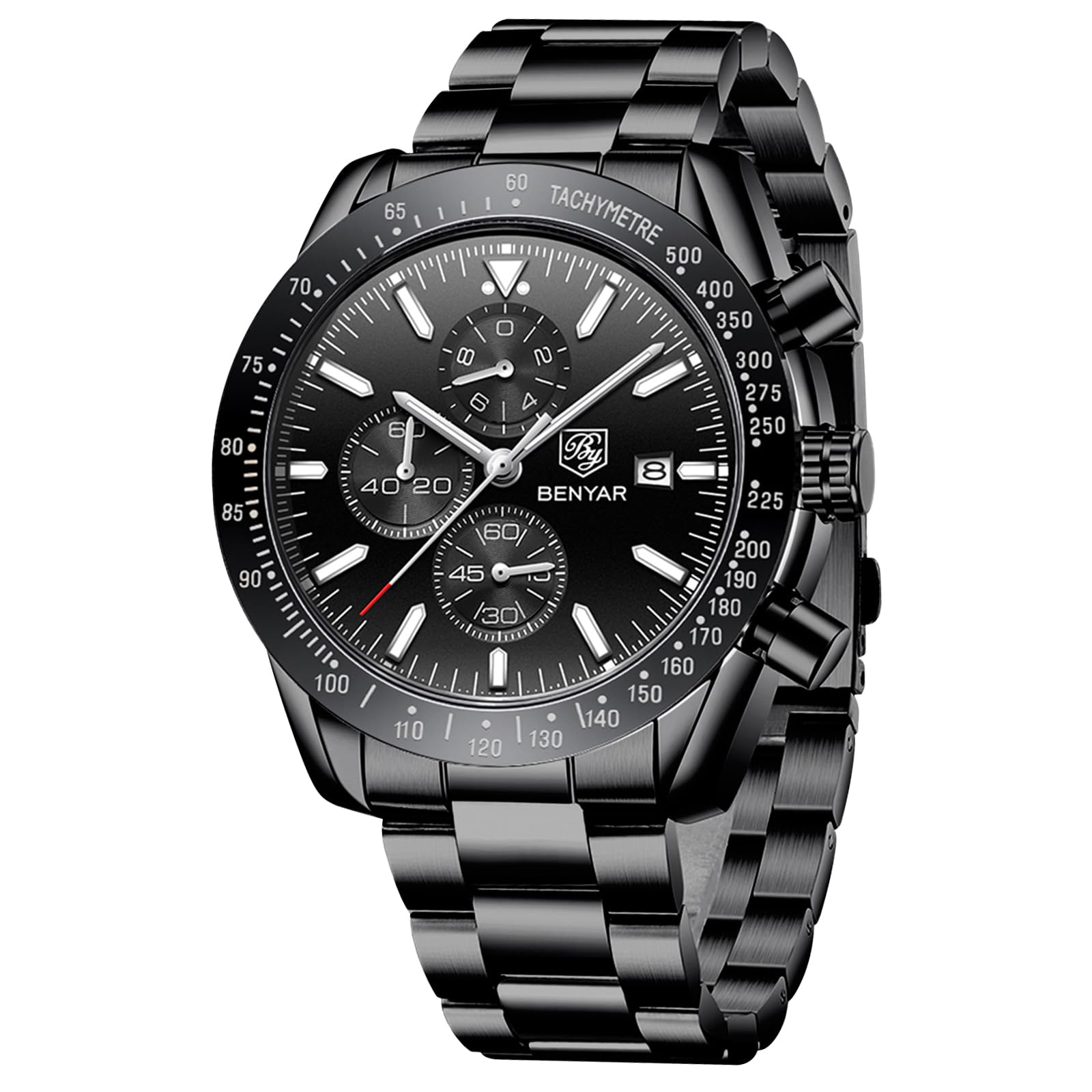 BENYAR by Men's Watch Chronograph Analogue Quartz Waterproof Date Large Dial Cla