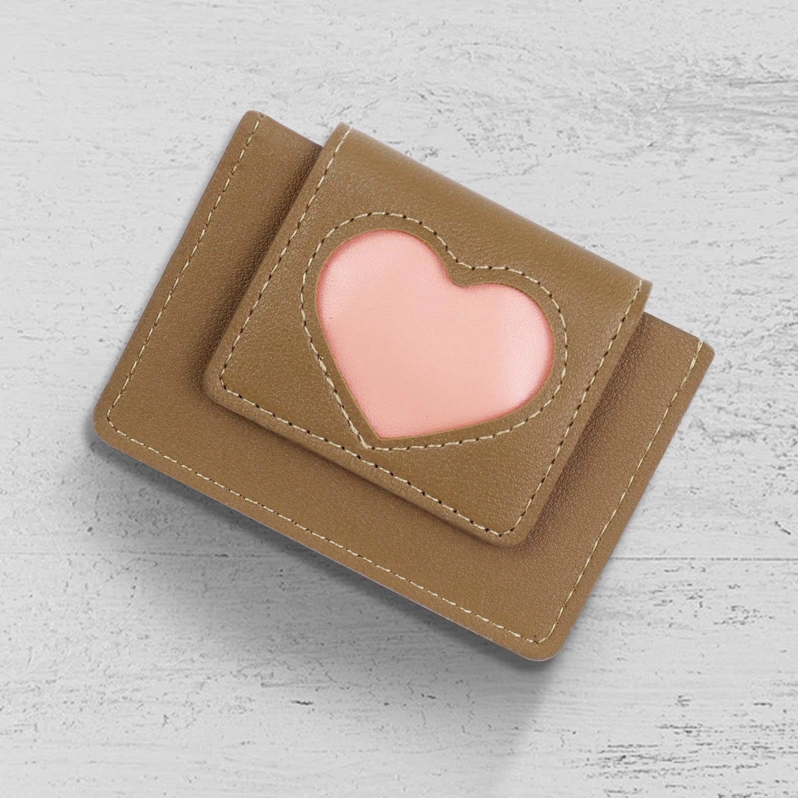 Cute Soft PU Coin Purse Lightweight Mini Purse Heart Shape Cutout Pattern Portab