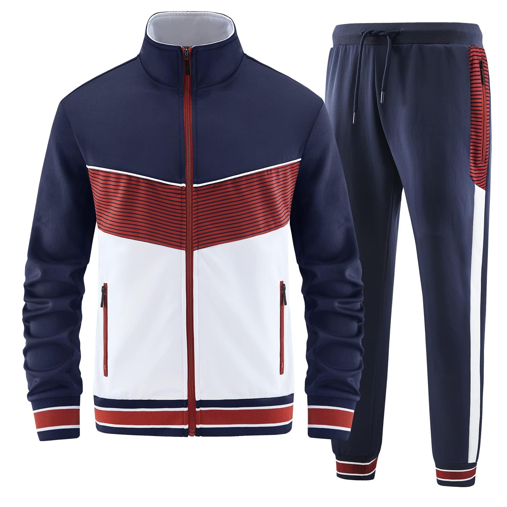 ANOTWENER Men's Tracksuit Jogging Suit Set Sports Suit with Jacket Trousers
