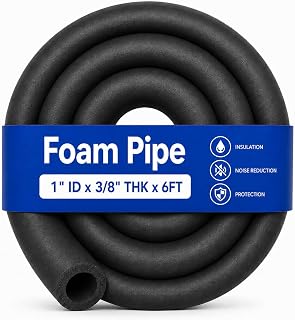 CARGEN 1" ID Foam Pipe Insulation for Water Lines, PEX, PE & HVAC Pipes | For 1" OD water lines, PEX, PE & HVAC pipes; 3/8" wall x 6FT, helps prevent freezing and condensation