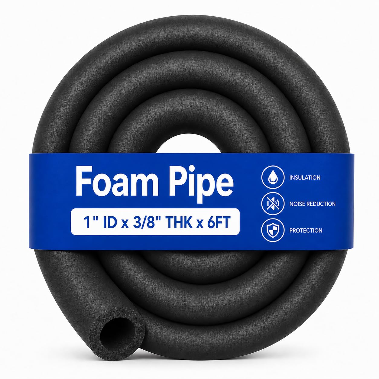 CARGEN 1" ID Foam Pipe Insulation for Water Lines, PEX, PE & HVAC Pipes | For 1"