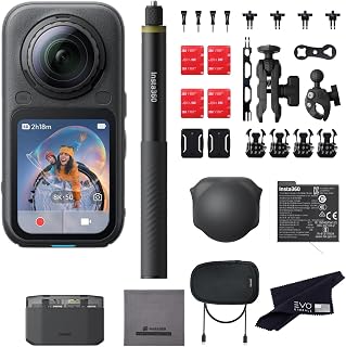 Insta360 X6 Motorcycle Bundle-8K Waterproof 360 Action Camera, 1/1.1" Sensor |Bundle Includes Motorcycle Bundle, Invisible Selfie Stick, Extra Xtreme Battery, Fast Charge Case,Lens Cap