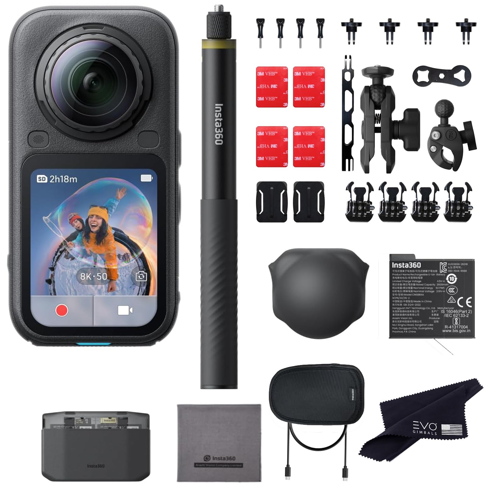 Insta360 X6 Motorcycle Bundle-8K Waterproof 360 Action Camera, 1/1.1" Sensor |Bu