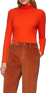 s.Oliver Women's 2139883 Long-Sleeved Shirt with Turtleneck and Ribbed Structure