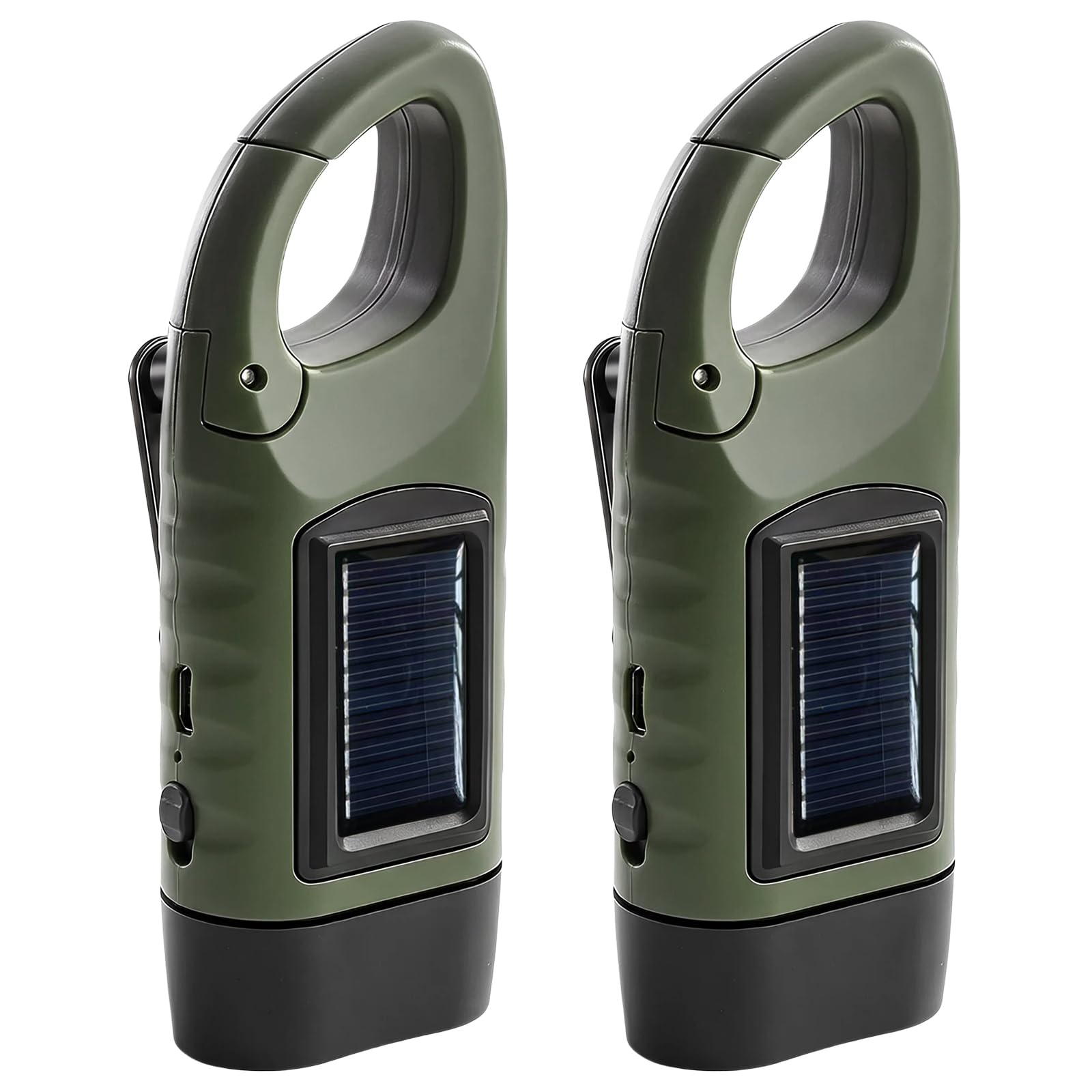 2-Pack Upgraded Hand Crank & Solar LED Flashlight, USB Rechargeable Torch | Upgr