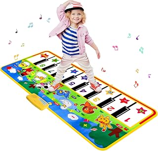 Large Piano Mat 53" x 23", Dance Floor Piano with 8 Animals Sounds | Portable Musical Mat for Kids Age 3 4 5 6 Years Old, Anti-slip Touch Play Dancing Mat Toy Gifts for Girls Boys