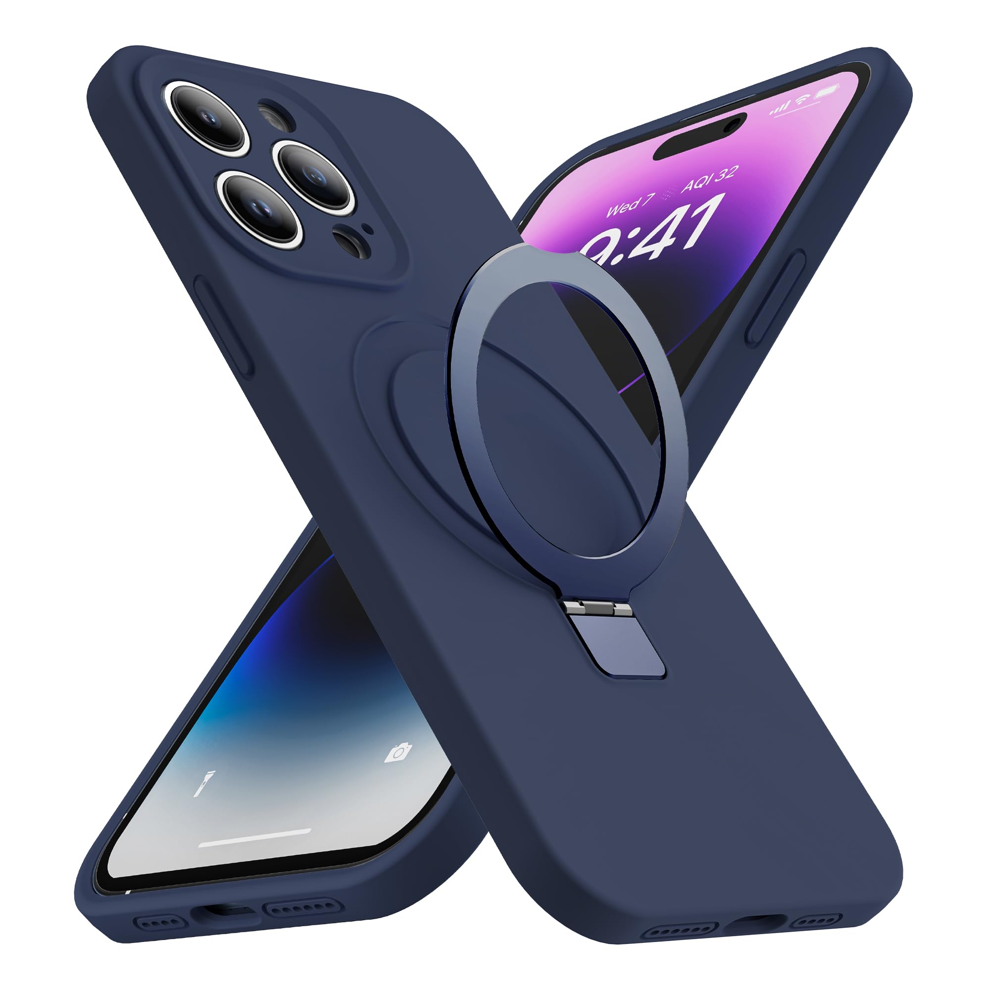 SKYLMW Case for iPhone 12 Pro with Stand,6.1" Dark Blue