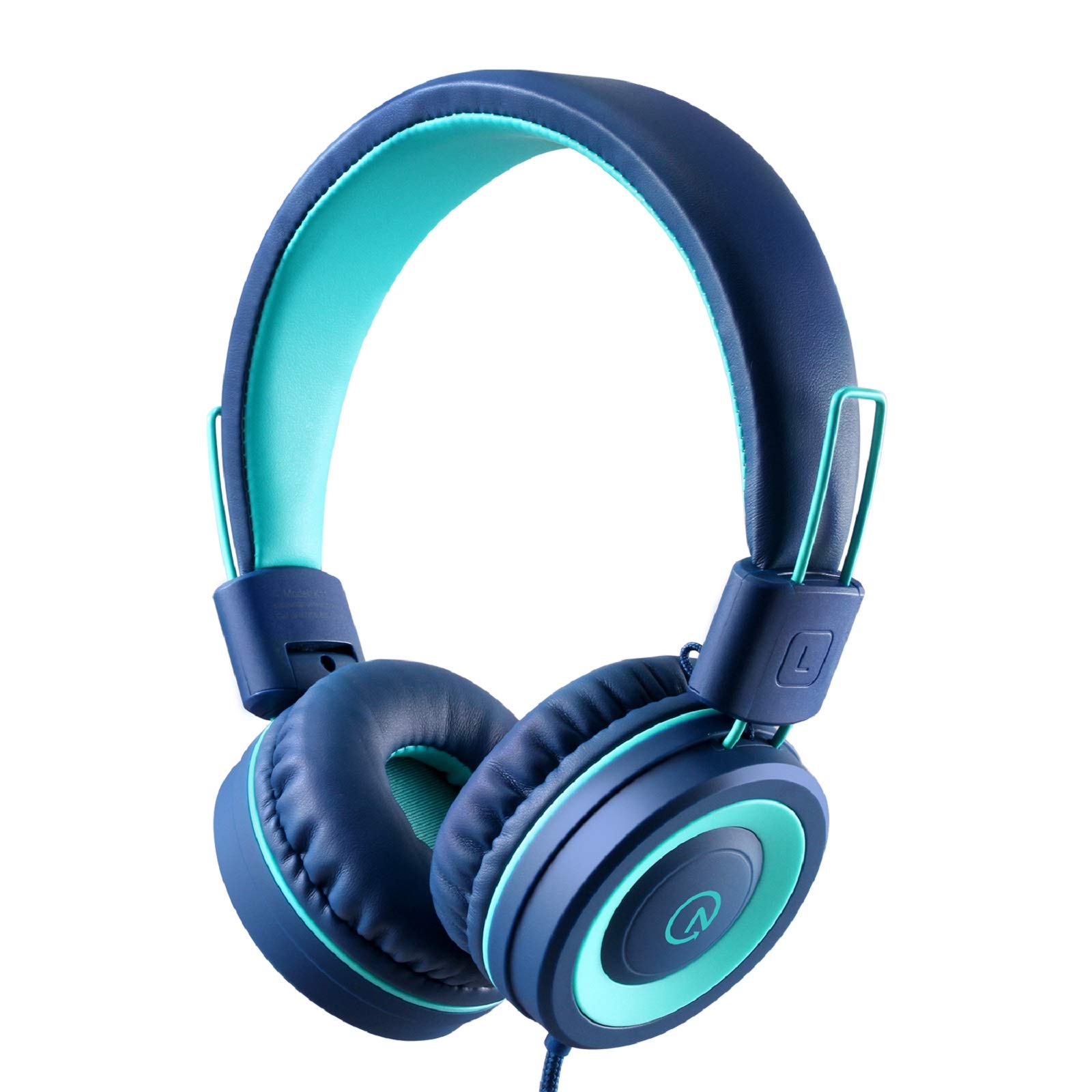 noot products K11 Kids Headphones with Wired Cord 3.5mm Jack Navy/Teal | 5ft Lon