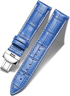 BINLUN Leather Watch Bands Replacement Alligator Pattern Watch Strap for Men Women with Silver/Gold/Rose Gold Butterfly Deployment Buckle 12mm 13mm 14mm 16mm 17mm 18mm 19mm 20mm 21mm 22mm 23mm 24mm