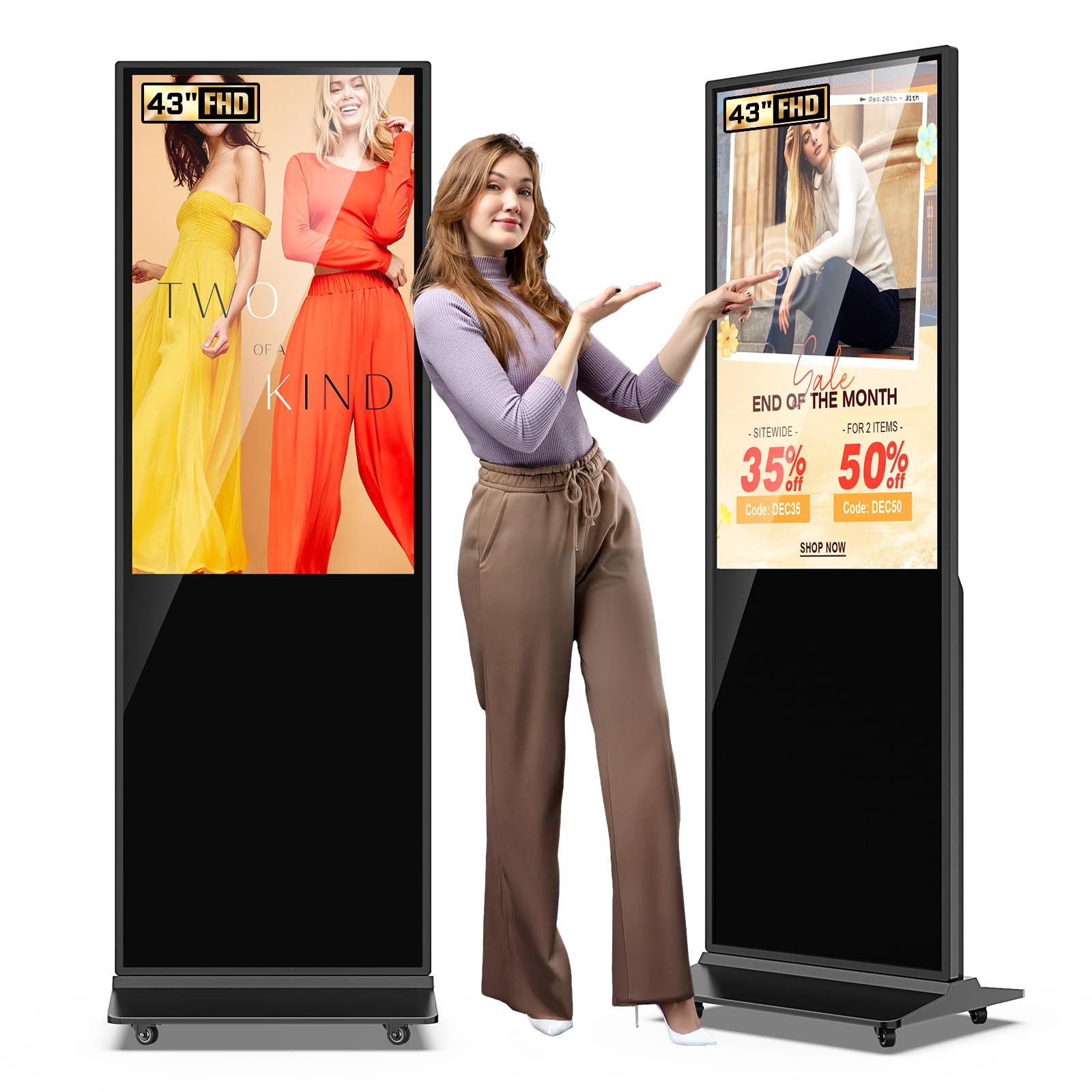 JASZDOT 43 Inch Digital Signage Display Touchscreen Kiosk, LCD Screen Advertisin