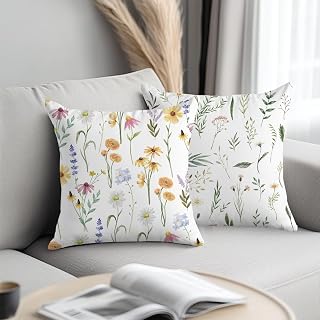 Flower Cushion Covers 18 x 18 Inch Set of 2 Modern Plant Decor Throw Pillow Covers Cushion Covers Protectors Farmhouse Style Cushion Cover Bedroom