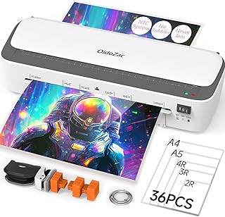 A4 Laminator Machine, 11 in 1 Thermal Laminator with 36 Laminating Pouches, Cold Hot Lamination Machine 3 Cutter Heads & Built-in Trimmer for School Home Business Office(White)