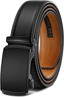 Mens Leather Ratchet Belt 3.5cm (1.4") With Gift Box