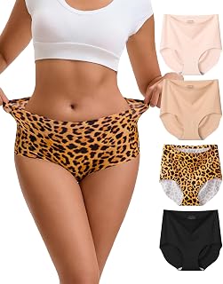 INNERSY Seamless Knickers for Women High Waisted Ladies Full Briefs 4 Pack